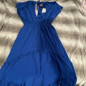Royal blue, long in back, short in front dress